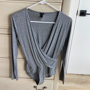 J.Crew, Wrap Bodysuit, Size Small, Heather Gray